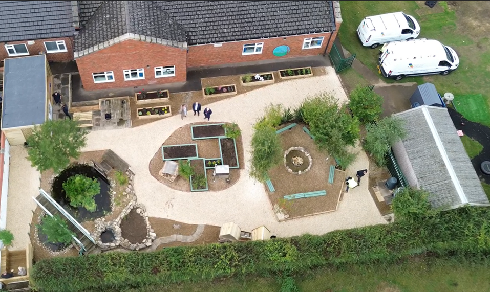 Aerial view of the new sensory garden in Doncaster, UK